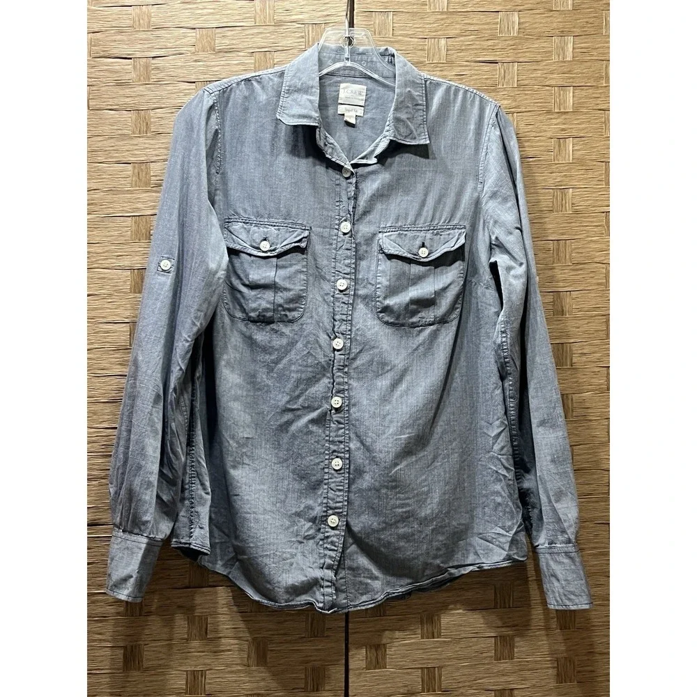 J Crew Perfect Fit Women's Chambray Button-up LS Shirt Sz S Very Good‎ Cond!